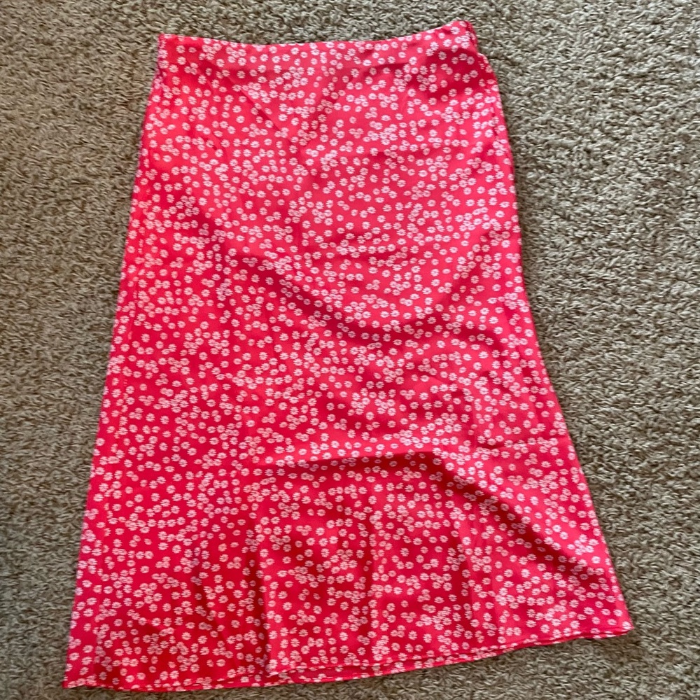 Loft midi pull on satin skirt